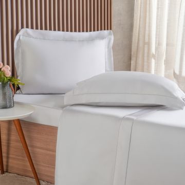 JOGO DE CAMA 300 FIOS RICAMO - KING - CINZA FOG-0