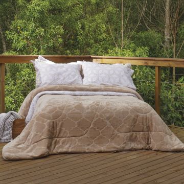 EDREDOM PLUSH SENSE CASAL MARROM RUSTICO CASAL-0